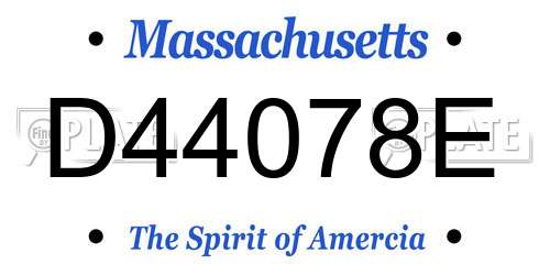 D44078E Massachusetts License Plate
