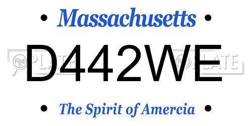 D442WE Massachusetts License Plate