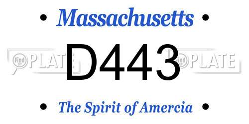 D443 Massachusetts License Plate