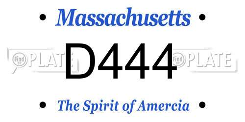 D444 Massachusetts License Plate