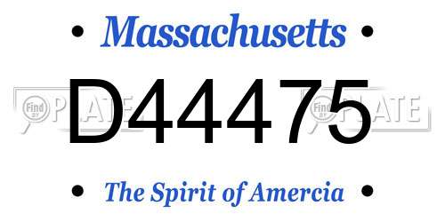 D44475 Massachusetts License Plate