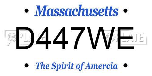 D447WE Massachusetts License Plate