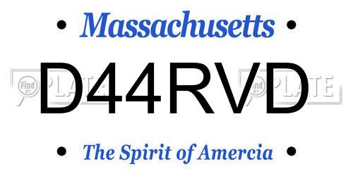 D44RVD Massachusetts License Plate