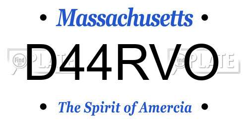 D44RVO Massachusetts License Plate