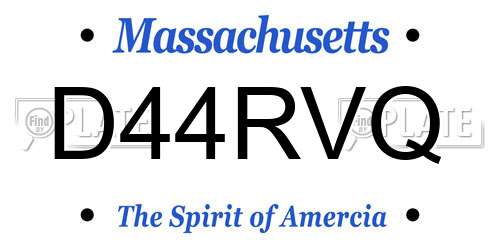 D44RVQ Massachusetts License Plate