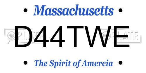 D44TWE Massachusetts License Plate