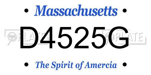 D4525G Massachusetts License Plate