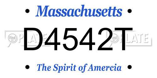 D4542T Massachusetts License Plate