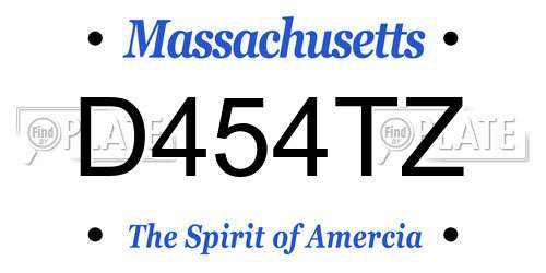 D454TZ Massachusetts License Plate