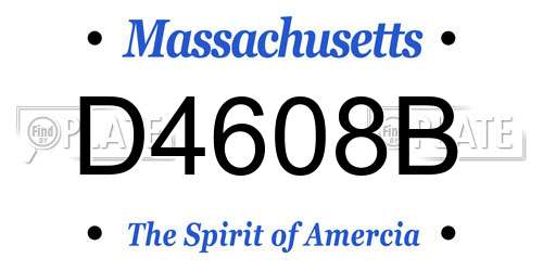D4608B Massachusetts License Plate