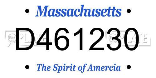 D461230 Massachusetts License Plate