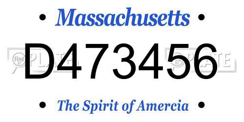 D473456 Massachusetts License Plate
