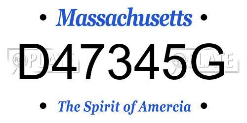 D47345G Massachusetts License Plate