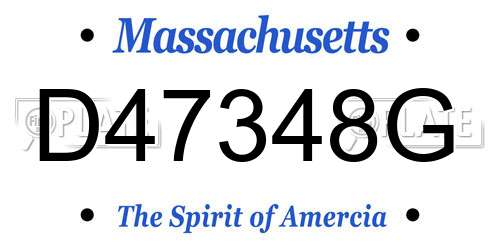 D47348G Massachusetts License Plate
