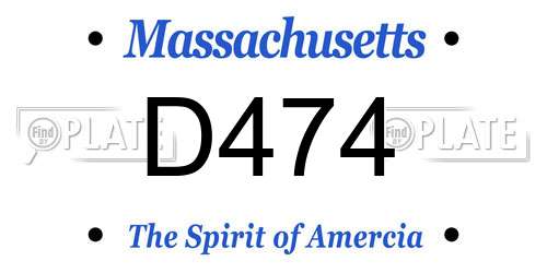 D474 Massachusetts License Plate