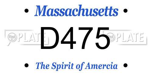 D475 Massachusetts License Plate
