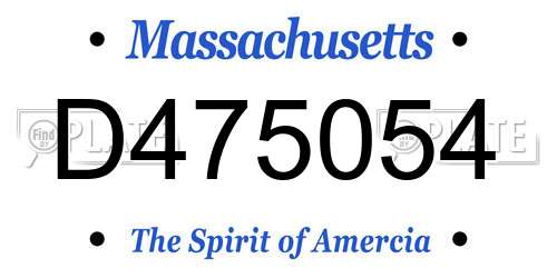 D475054 Massachusetts License Plate