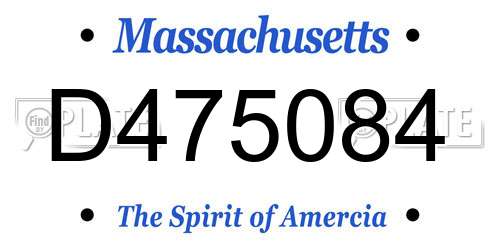 D475084 Massachusetts License Plate