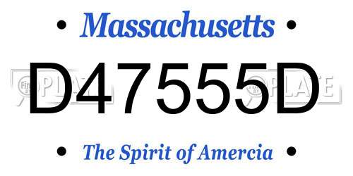 D47555D Massachusetts License Plate