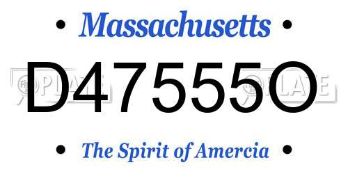 D47555O Massachusetts License Plate