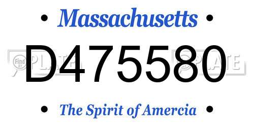 D475580 Massachusetts License Plate