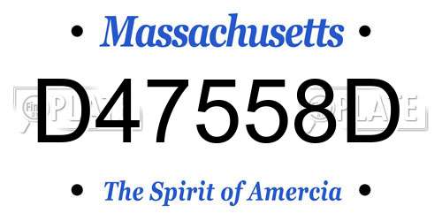 D47558D Massachusetts License Plate