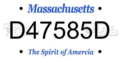 D47585D Massachusetts License Plate