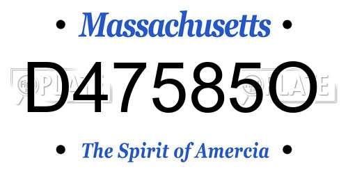 D47585O Massachusetts License Plate