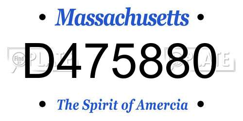 D475880 Massachusetts License Plate