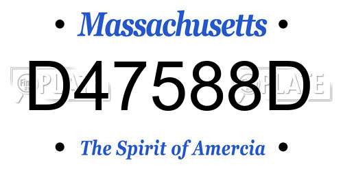 D47588D Massachusetts License Plate