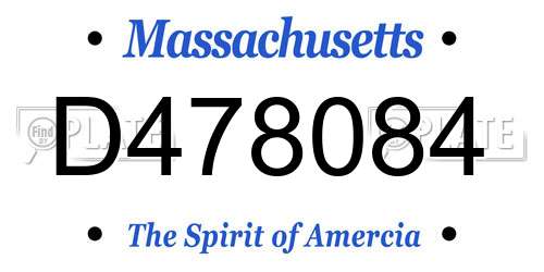 D478084 Massachusetts License Plate