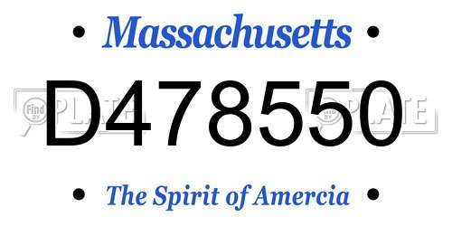 D478550 Massachusetts License Plate