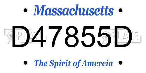 D47855D Massachusetts License Plate