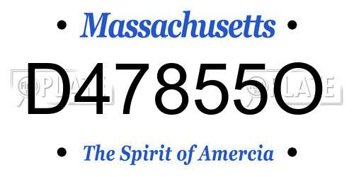 D47855O Massachusetts License Plate