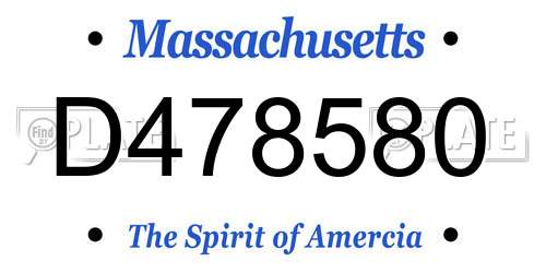 D478580 Massachusetts License Plate