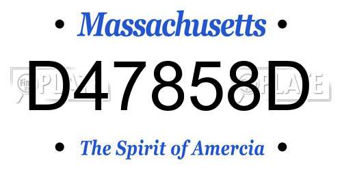 D47858D Massachusetts License Plate