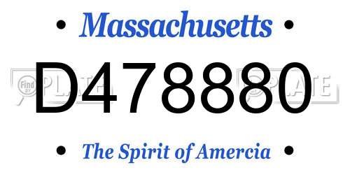 D478880 Massachusetts License Plate