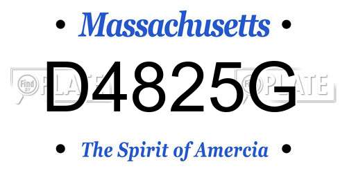 D4825G Massachusetts License Plate