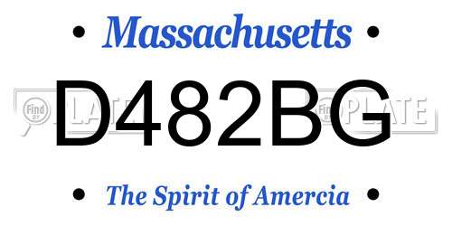 D482BG Massachusetts License Plate