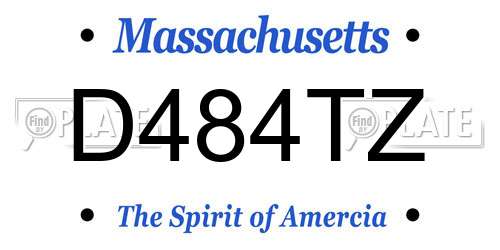 D484TZ Massachusetts License Plate