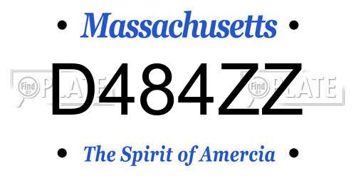 D484ZZ Massachusetts License Plate