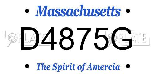 D4875G Massachusetts License Plate
