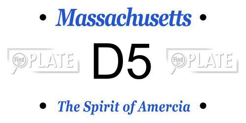 D5 Massachusetts License Plate