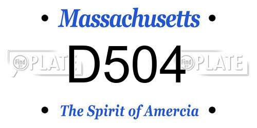 D504 Massachusetts License Plate