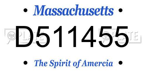 D511455 Massachusetts License Plate