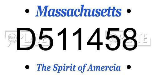 D511458 Massachusetts License Plate