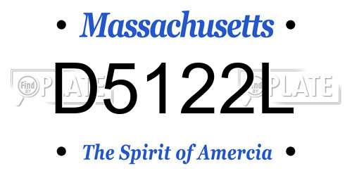D5122L Massachusetts License Plate