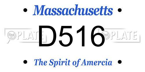 D516 Massachusetts License Plate