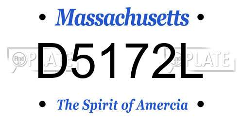 D5172L Massachusetts License Plate