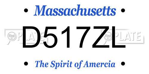 D517ZL Massachusetts License Plate